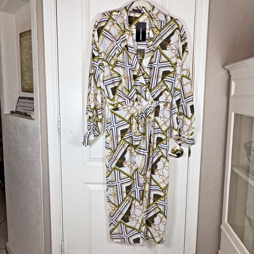 Penelope Project Women's Dress Size M – Gold Chain Print, Multicolor, Knee-Lengt